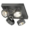 KALU, applique et plafonnier intérieur, quad, carré, noir, LED, 60W, 3000K, variable