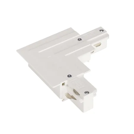 EUTRAC®, connecteur en L, terre extérieure, pour rail 3 allumages encastrable, blanc