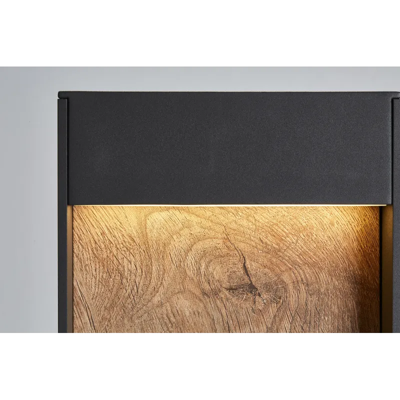FLATT 65, borne extérieure, anthracite/imitation bois, LED, 9,7W, 3000K/4000K, IP65