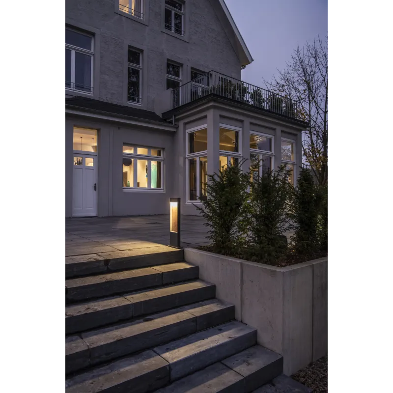 FLATT 65, borne extérieure, anthracite/imitation bois, LED, 9,7W, 3000K/4000K, IP65