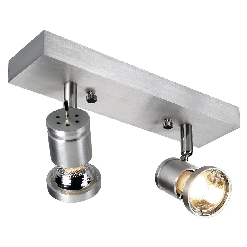 ASTO, applique et plafonnier intérieur, double, alu brossé, GU10/QPAR51, 2x 75W max