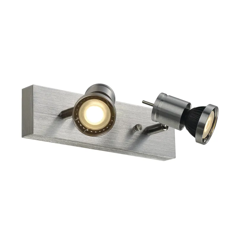 ASTO, applique et plafonnier intérieur, double, alu brossé, GU10/QPAR51, 2x 75W max