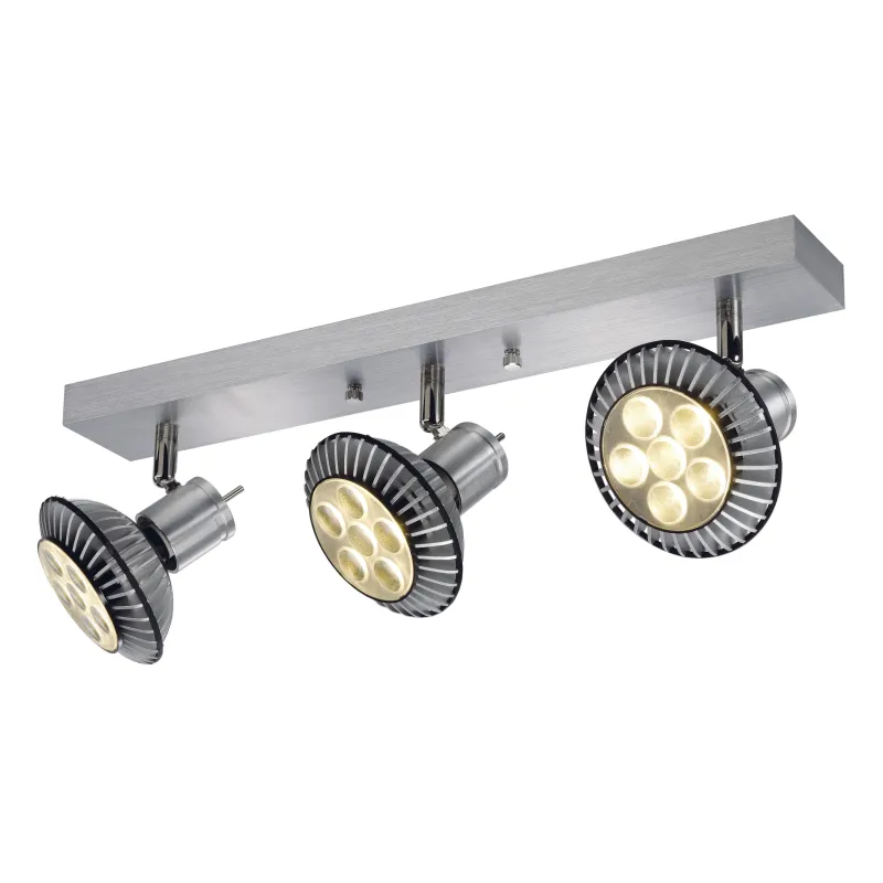 ASTO, applique et plafonnier intérieur, triple, alu brossé, GU10/QPAR51, 3x 75W max