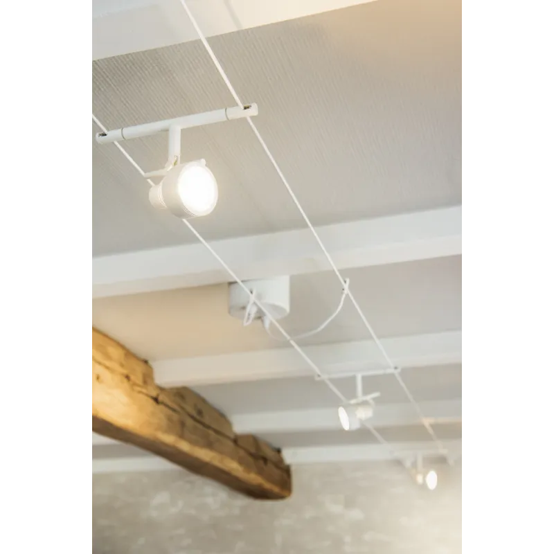 SALUNA, spot pour câble tendu T.B.T. TENSEO intérieur, blanc, GX5.3/QR-C51, 35W max