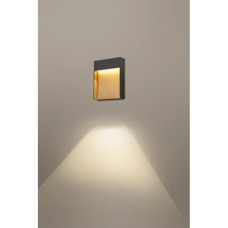 FLATT, applique extérieure, anthracite/imitation bois, LED, 14W, 3000K/4000K, IP65