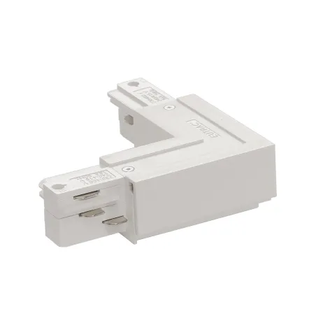 EUTRAC®, connecteur 90 deg , terre extérieure, pour rail 3 allumages en saillie, blanc