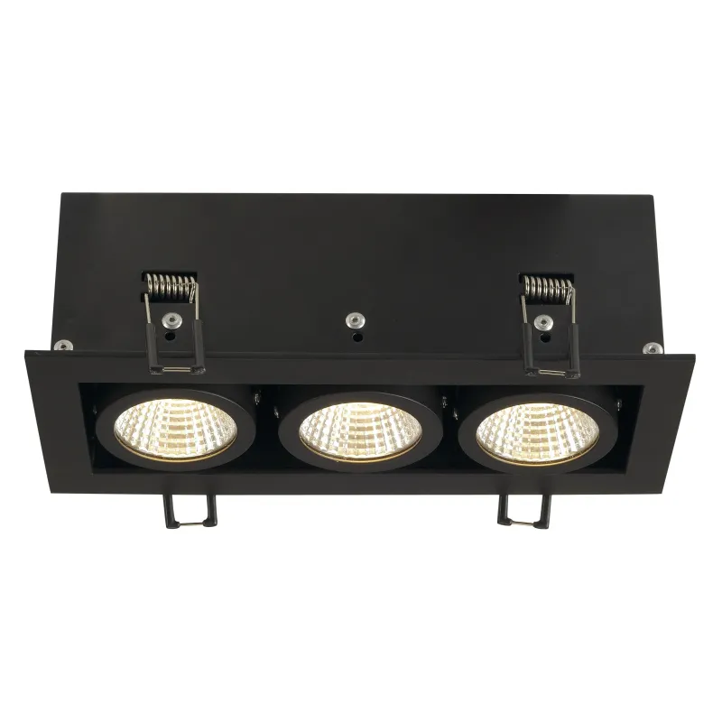 KADUX, encastré de plafond intérieur, triple, noir mat, LED, 20W, 3000K, variable