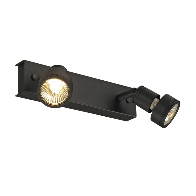 PURI, applique et plafonnier intérieur, double, noir mat, GU10/QPAR51, 2x 50W max