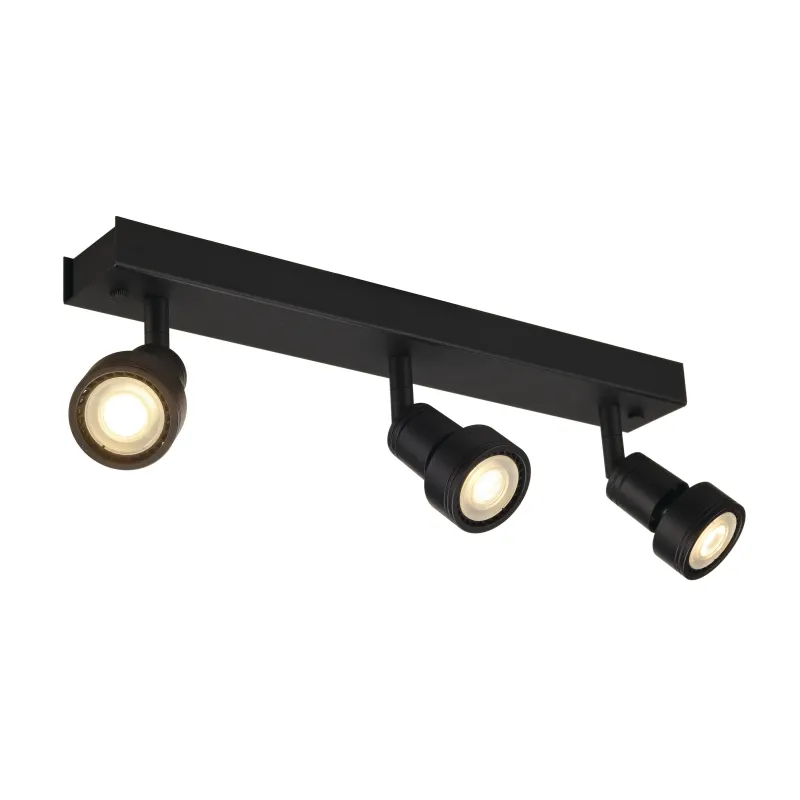 PURI, applique et plafonnier intérieur, triple, noir mat, GU10/QPAR51, 3x 50W max