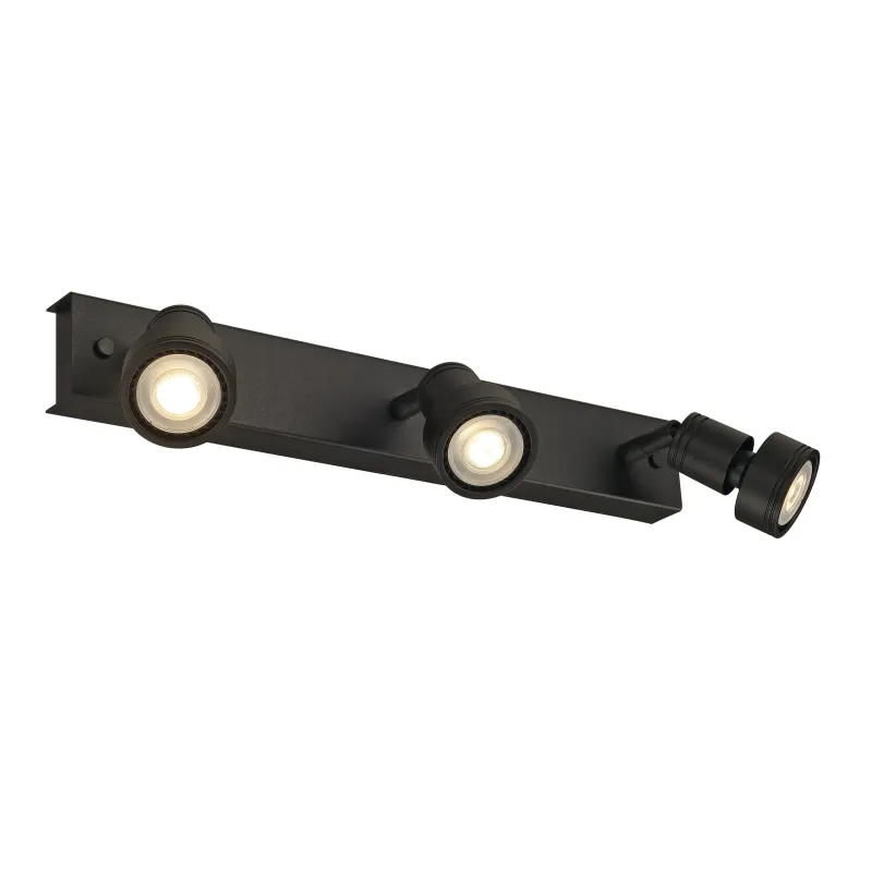 PURI, applique et plafonnier intérieur, triple, noir mat, GU10/QPAR51, 3x 50W max