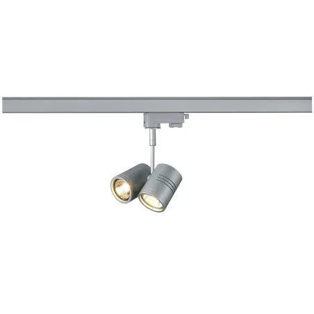 BIMA, spot pour rail 3 allumages intérieur, double, gris, GU10/QPAR51, 2x 50W max