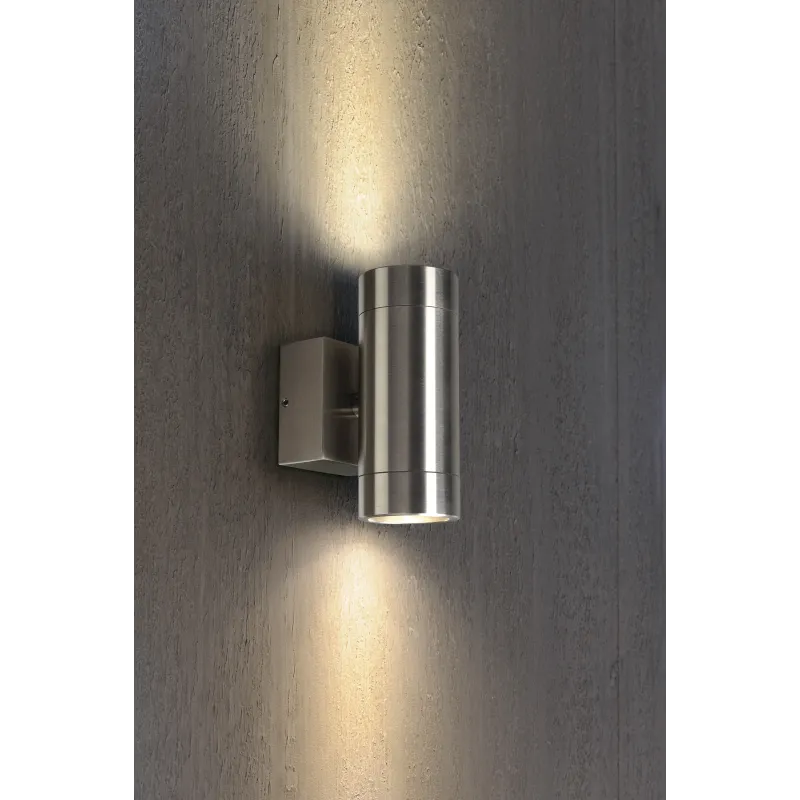 ASTINA STEEL, applique extérieure, inox, GU10/QPAR51, 2x 35W max, IP44, inox 304