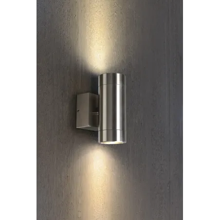 ASTINA STEEL, applique extérieure, inox, GU10/QPAR51, 2x 35W max, IP44, inox 304