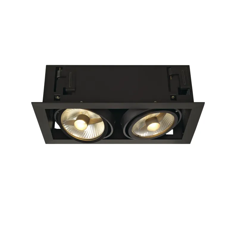 KADUX, encastré de plafond intérieur, double, noir mat, GU10/QPAR111, 2x 75W max