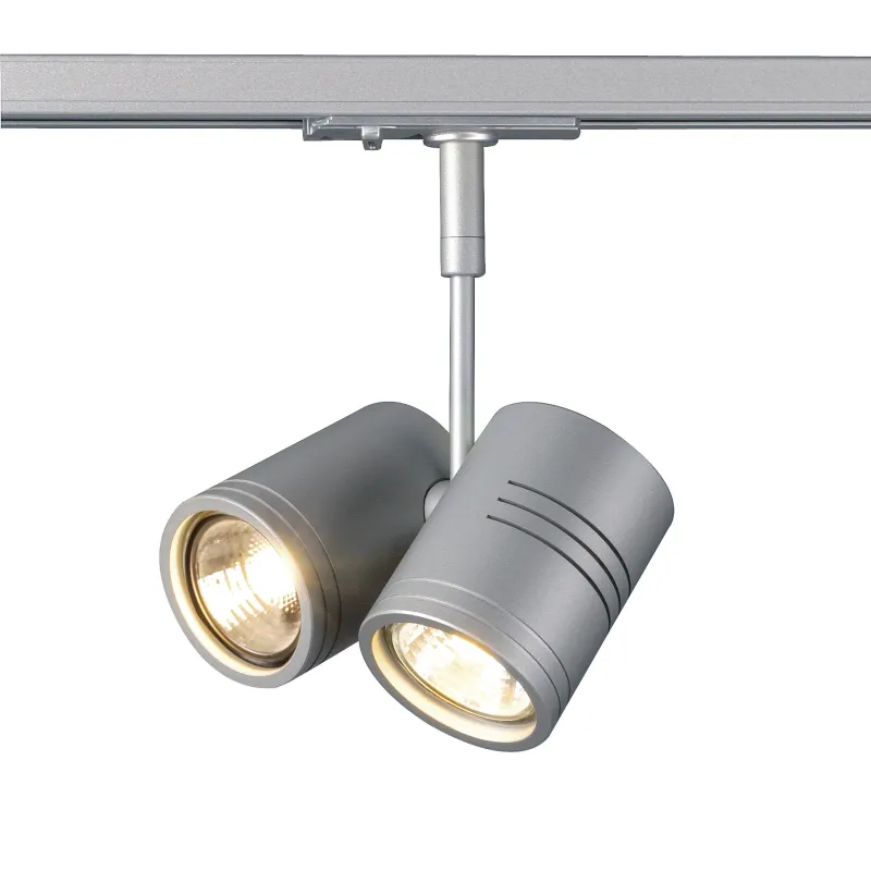 BIMA, spot pour rail 1 allumage intérieur, double, gris, GU10/QPAR51, 2x 50W max