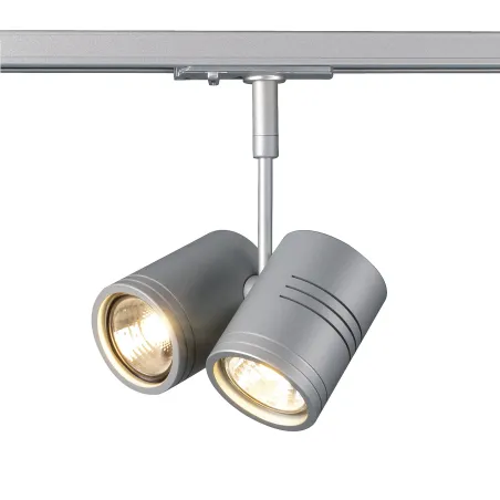 BIMA, spot pour rail 1 allumage intérieur, double, gris, GU10/QPAR51, 2x 50W max