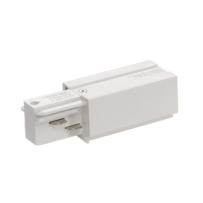 EUTRAC®, alimentation gauche, intérieur, pour rail 3 allumages en saillie, blanc