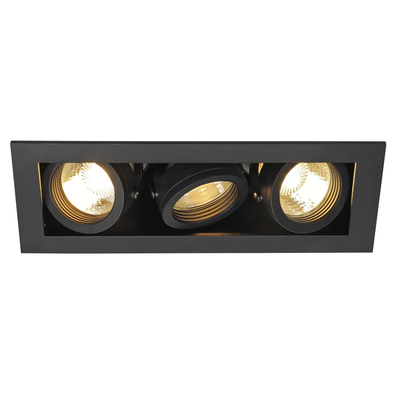 KADUX, encastré de plafond intérieur, triple, noir mat, GU10/QPAR51, 3x 50W max