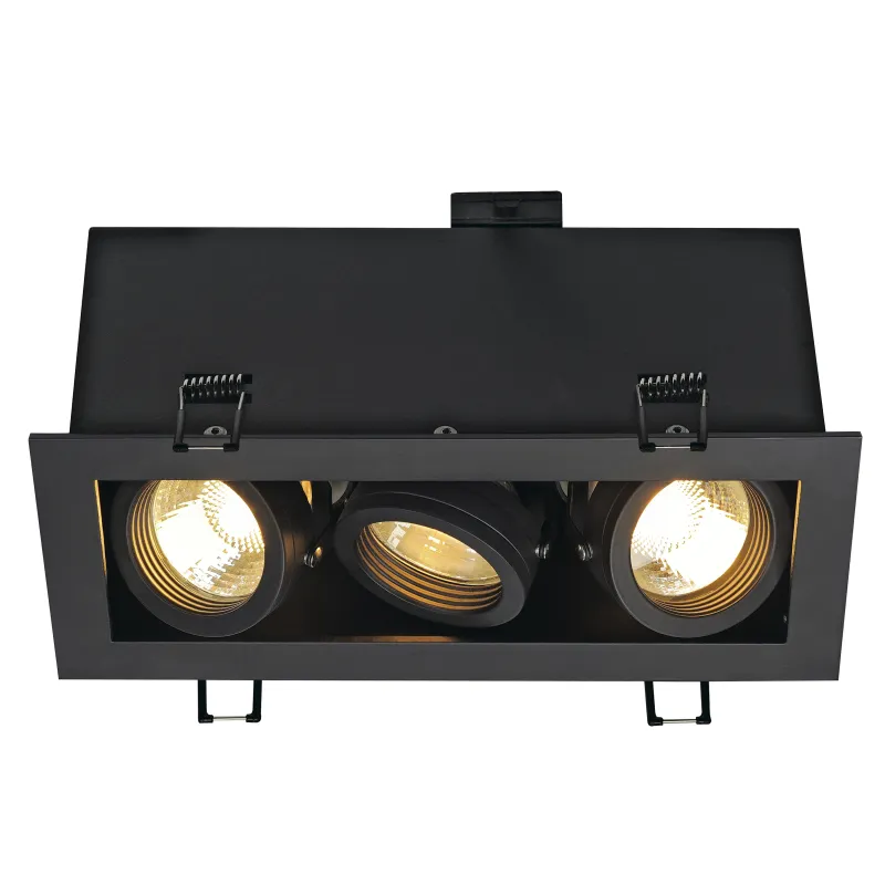 KADUX, encastré de plafond intérieur, triple, noir mat, GU10/QPAR51, 3x 50W max