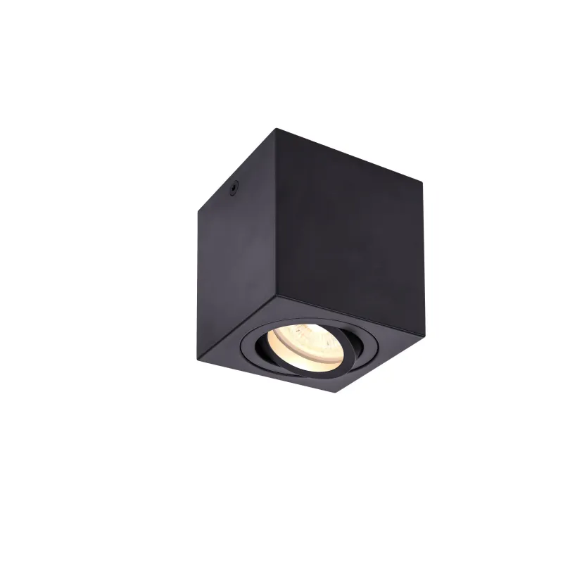 TRILEDO, plafonnier intérieur, simple, carré, noir, GU10/LED GU10 51mm, 10W max