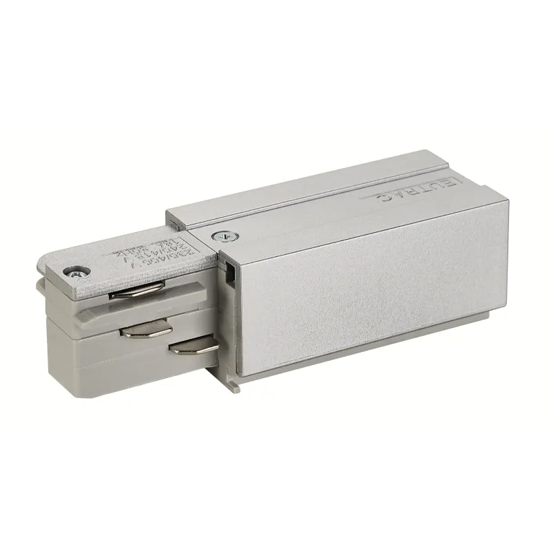 EUTRAC®, alimentation droite, intérieur, pour rail 3 allumages en saillie, gris