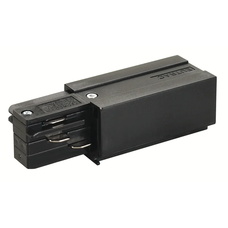 EUTRAC®, alimentation droite, intérieur, pour rail 3 allumages en saillie, noir
