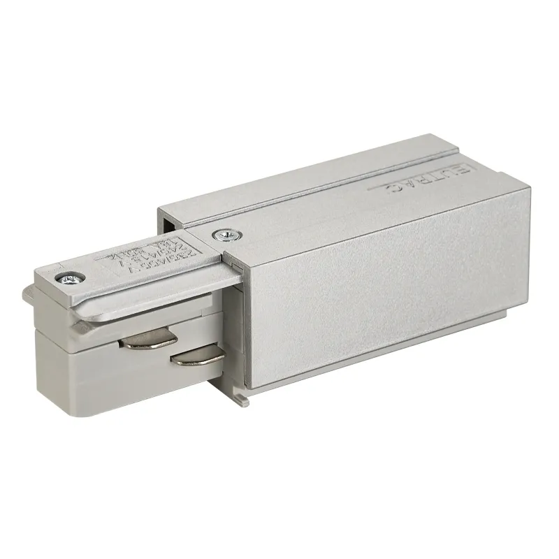 EUTRAC®, alimentation gauche, intérieur, pour rail 3 allumages en saillie, gris