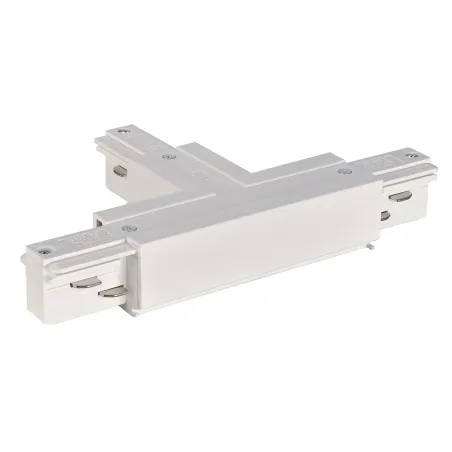 EUTRAC®, connecteur en T, terre gauche, pour rail 3 allumages en saillie, blanc