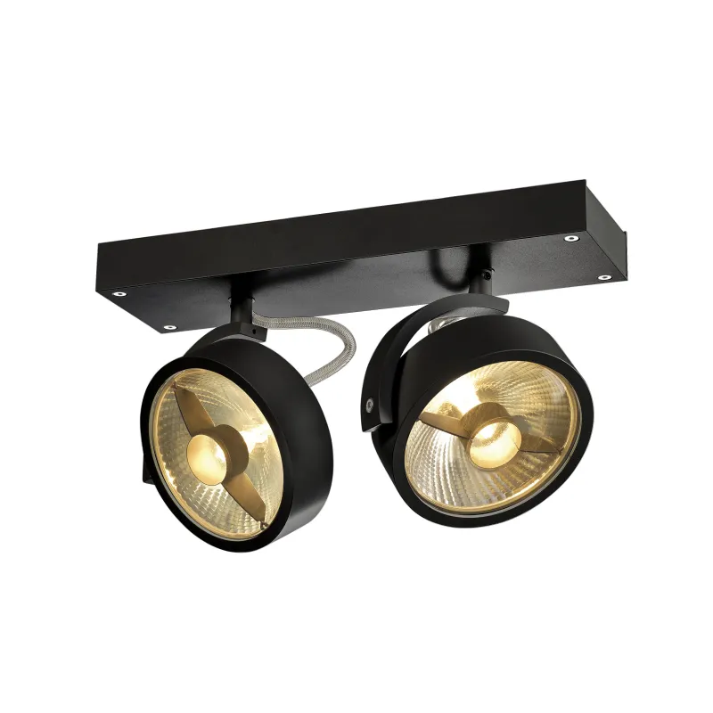 KALU, applique et plafonnier intérieur, double, noir, GU10/QPAR111, 2x 75W max