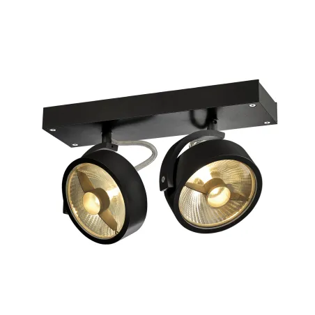 KALU, applique et plafonnier intérieur, double, noir, GU10/QPAR111, 2x 75W max