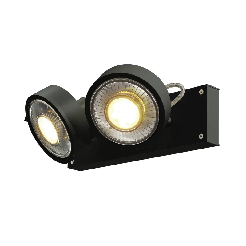 KALU, applique et plafonnier intérieur, double, noir, GU10/QPAR111, 2x 75W max