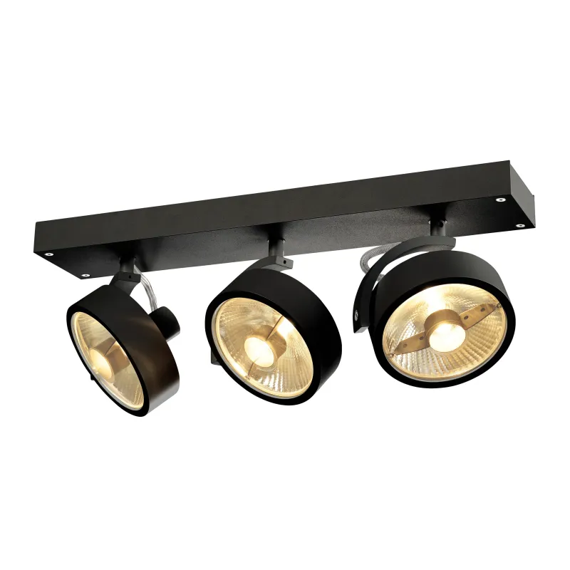 KALU, applique et plafonnier intérieur, triple, noir, GU10/QPAR111, 3x 75W max