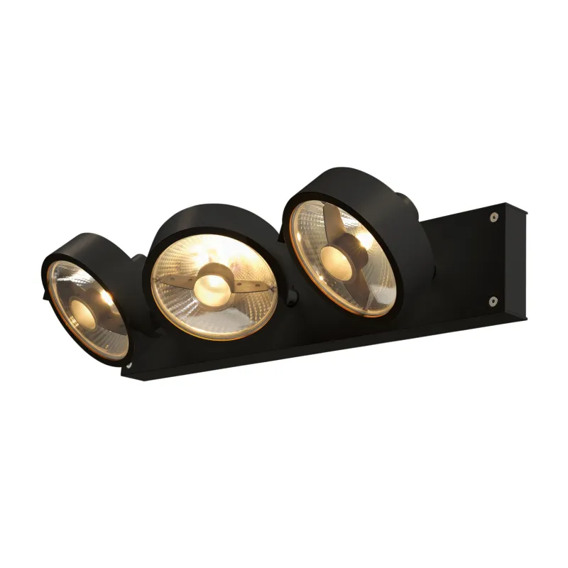 KALU, applique et plafonnier intérieur, triple, noir, GU10/QPAR111, 3x 75W max