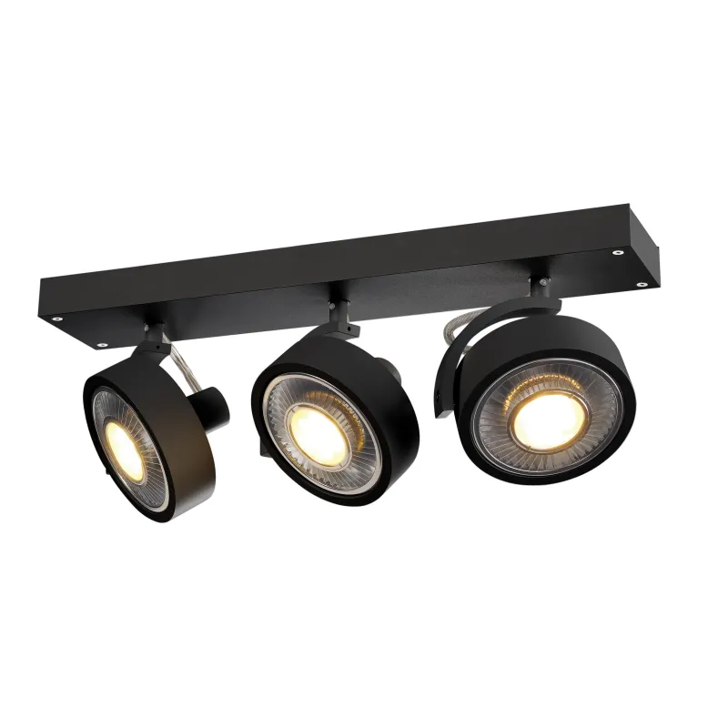 KALU, applique et plafonnier intérieur, triple, noir, GU10/QPAR111, 3x 75W max
