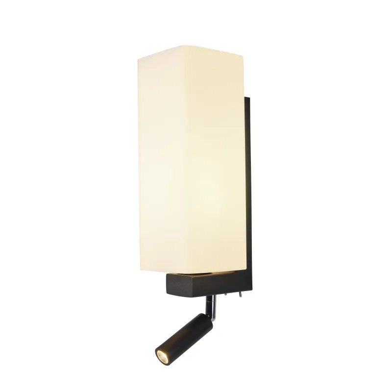 QUADRASS SPOT, applique intérieure, liseuse, noir, E27, max 40W, LED 2W, 3000K