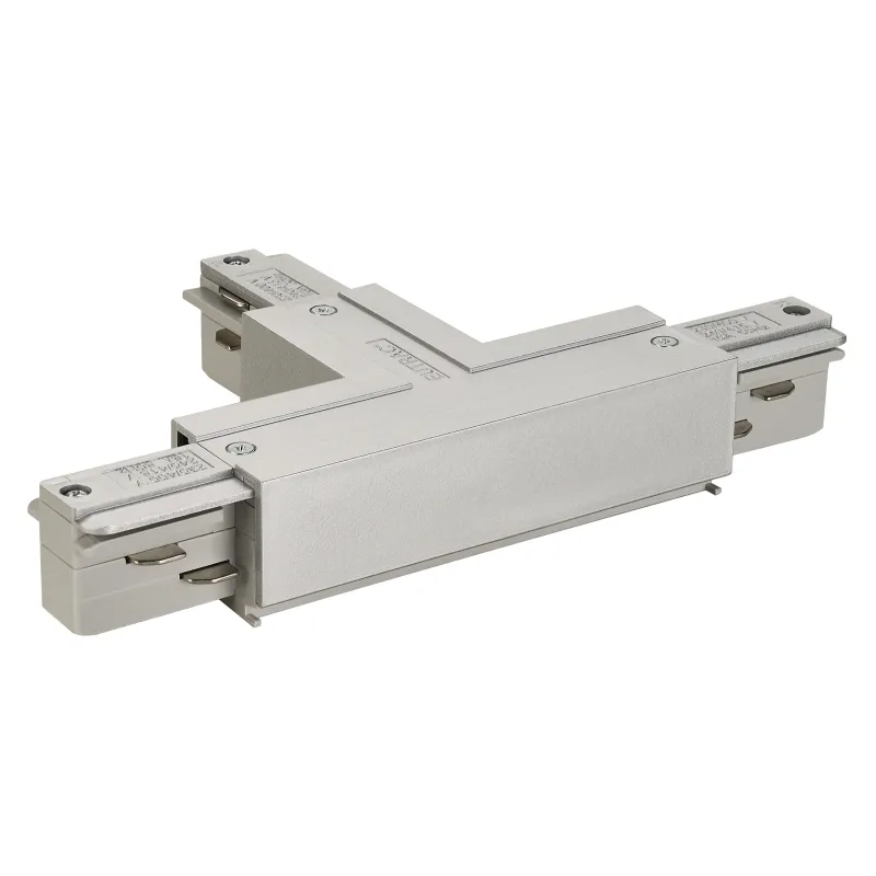 EUTRAC®, connecteur en T, terre droite, pour rail 3 allumages en saillie, gris