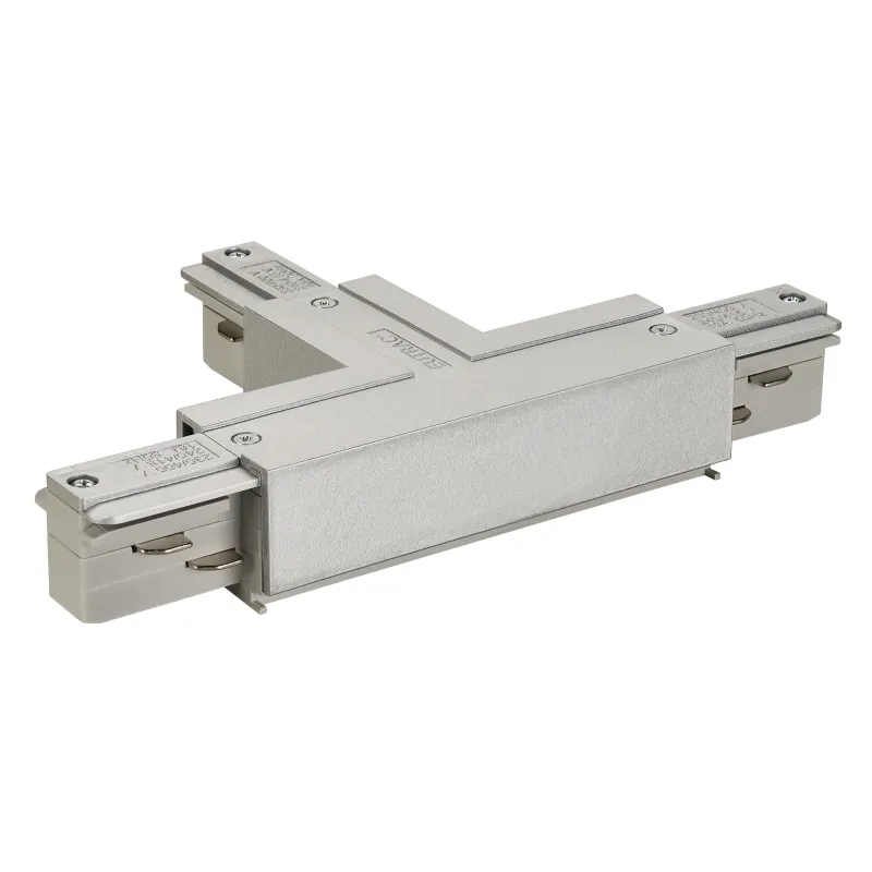 EUTRAC®, connecteur en T, terre gauche, pour rail 3 allumages en saillie, gris