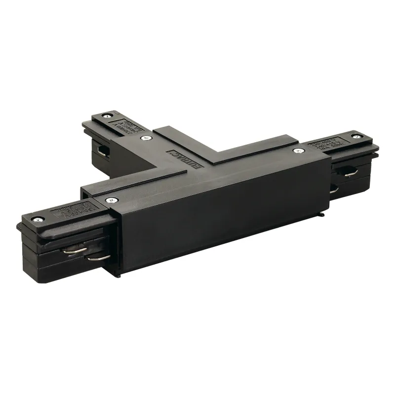 EUTRAC®, connecteur en T, terre gauche, pour rail 3 allumages en saillie, noir