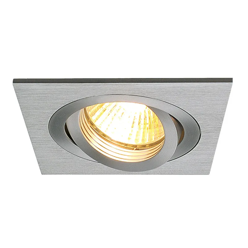 PIREQ, encastré de plafond intérieur, carré, alu brossé, GU10/QPAR51, 50W max
