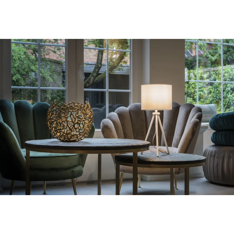 FENDA, lampe à poser intérieure, trépied, blanc, E27, 40W max, sans abat-jour