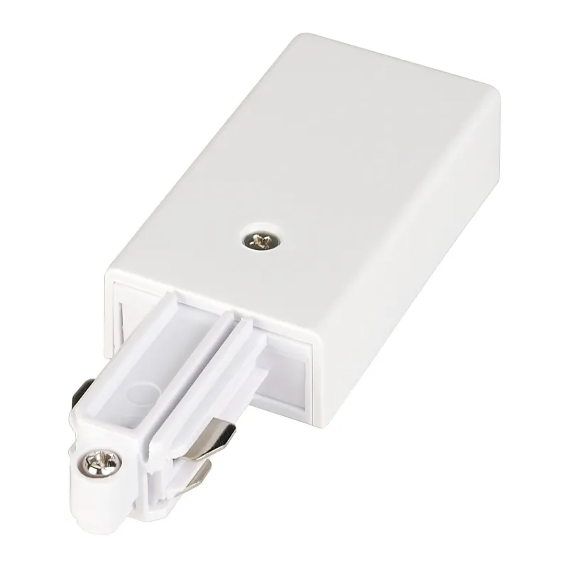 Alimentation, terre droite, intérieur, pour rail 1 allumage en saillie, blanc