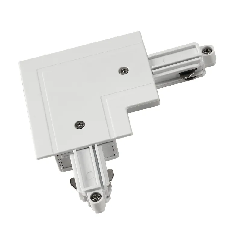 Connecteur d'angle, terre intérieure, pour rail 1 allumage à encastrer, blanc