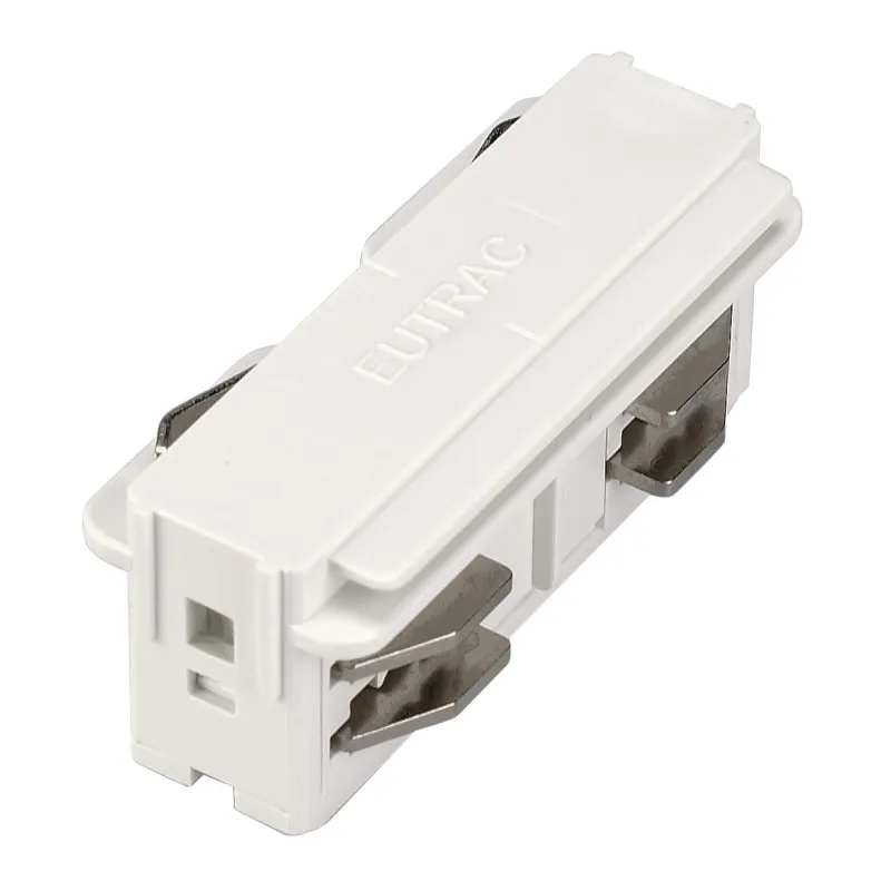 EUTRAC®, connecteur droit, intérieur, pour rail 3 allumages en saillie, blanc