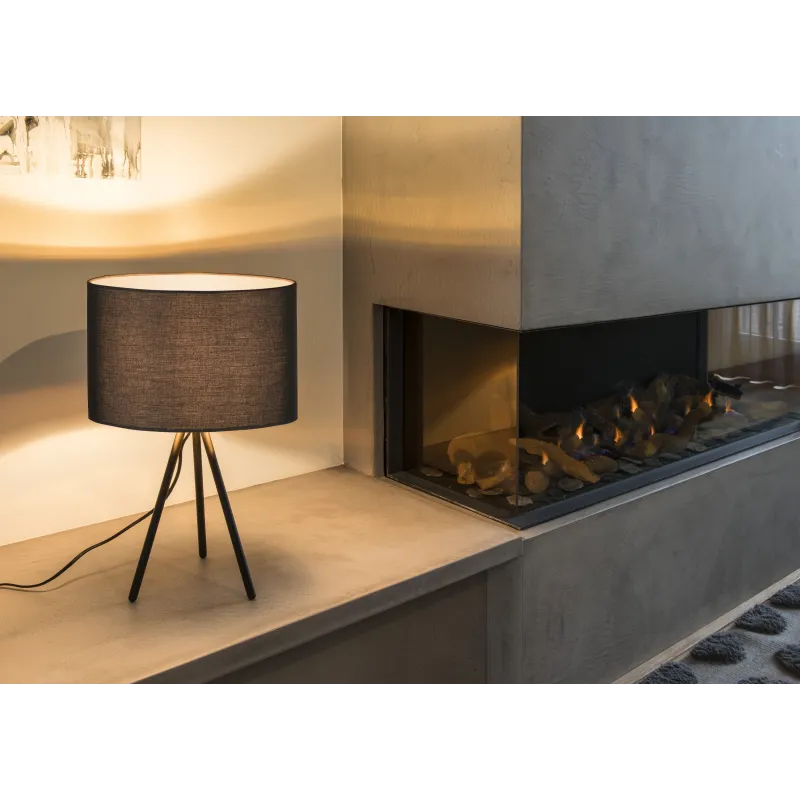FENDA, lampe à poser intérieure, trépied, noir, E27, 40W max, sans abat-jour