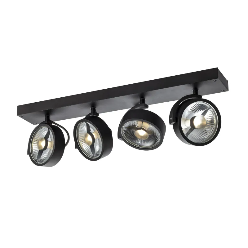 KALU, applique et plafonnier intérieur, quad, noir, GU10/QPAR111, 4x 75W max