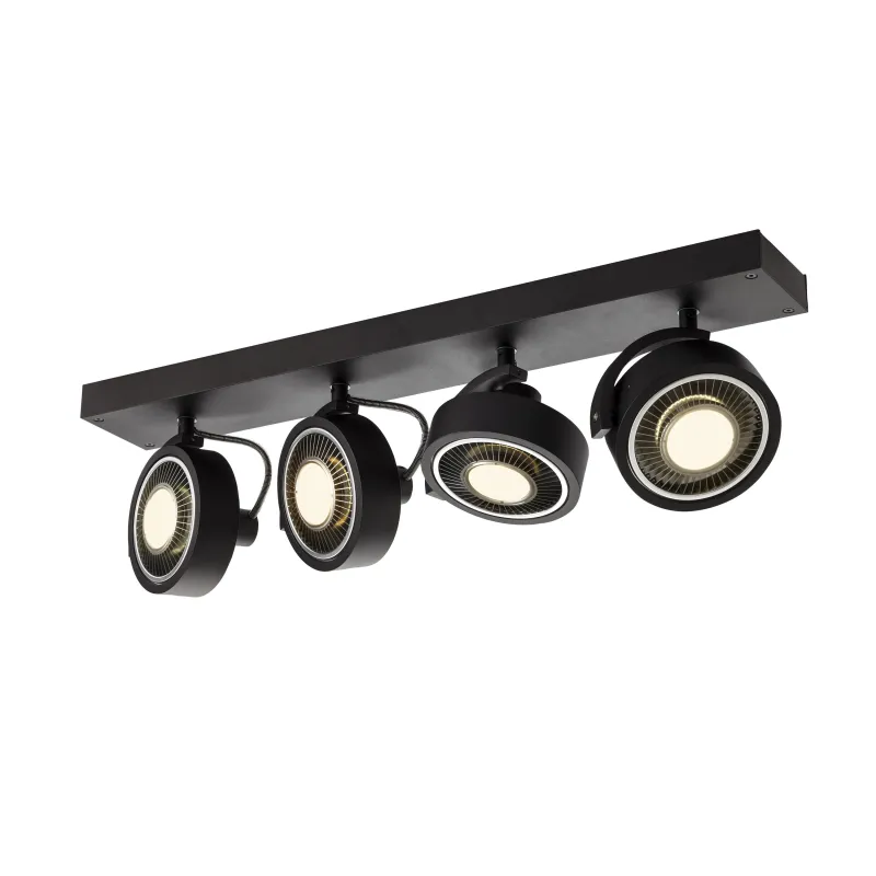 KALU, applique et plafonnier intérieur, quad, noir, GU10/QPAR111, 4x 75W max