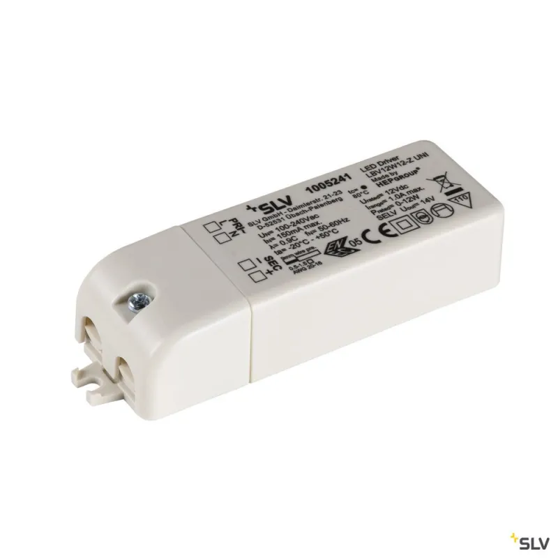 Alimentation LED, intérieur, blanc, 12W, 12V, avec serre-câble