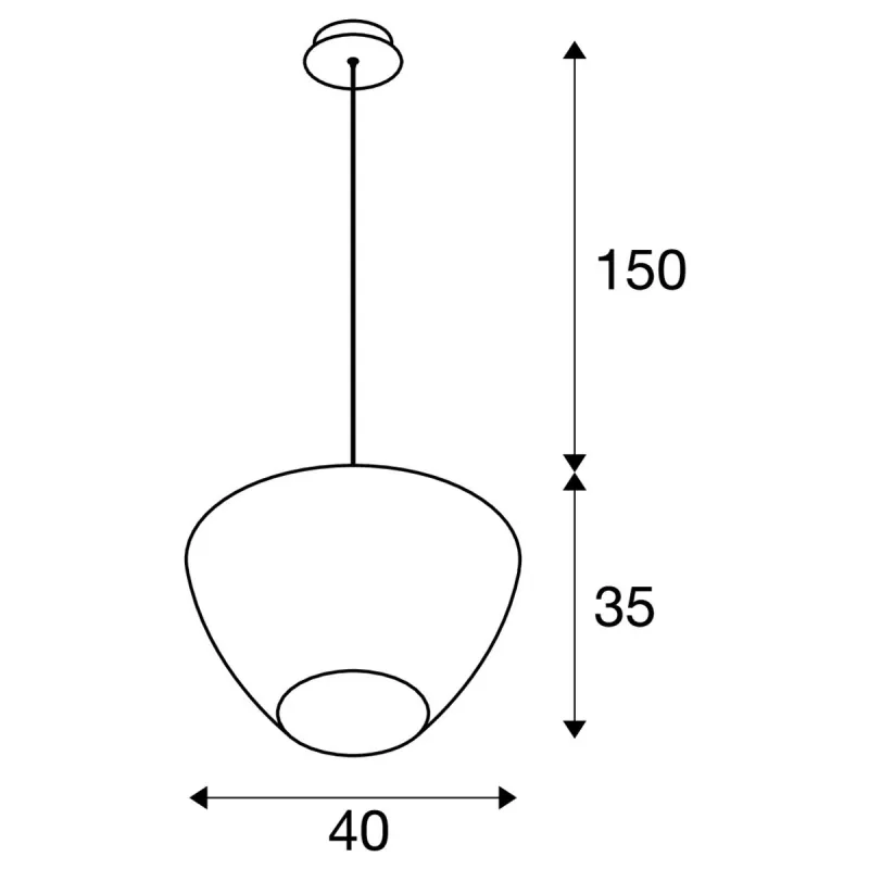 PANTILO CONVEX 40, suspension intérieure, chrome, E27, 40W max