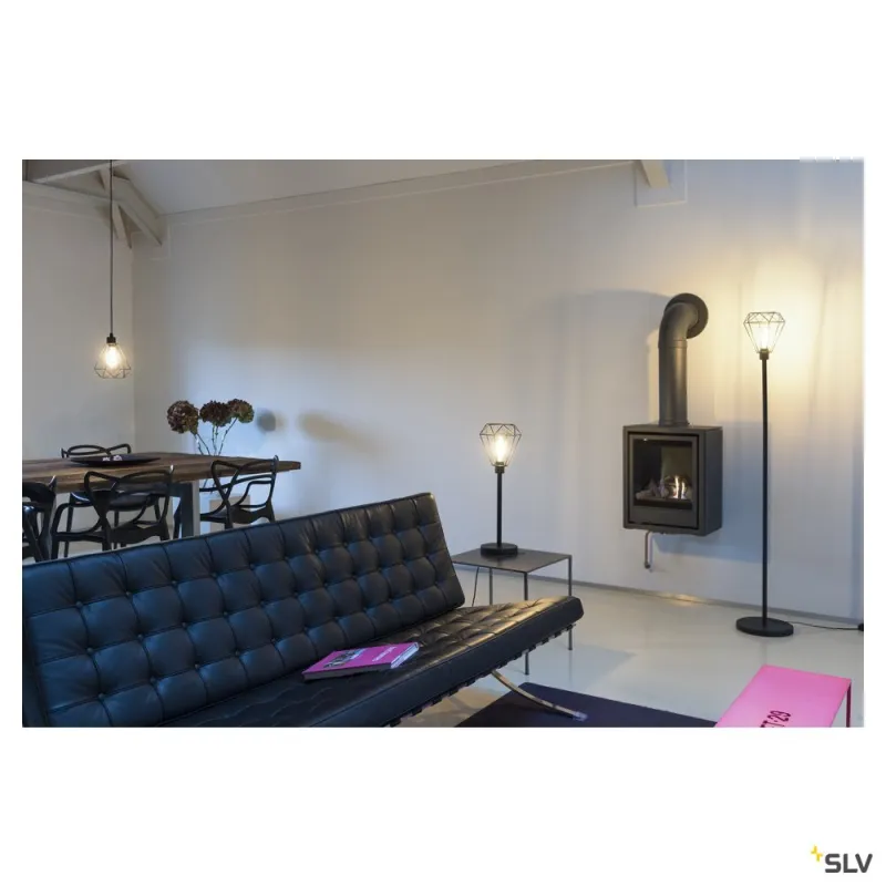 FENDA, lampadaire intérieur, noir, E27, 60W max, sans abat-jour
