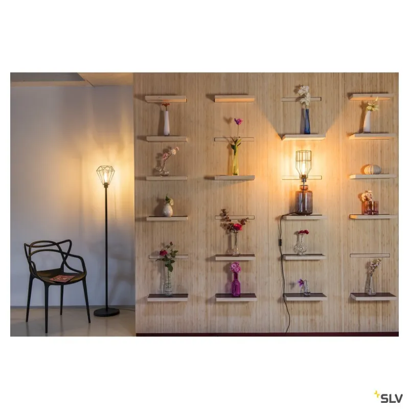FENDA, lampadaire intérieur, noir, E27, 60W max, sans abat-jour